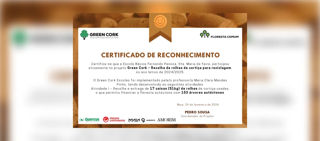 Escola Básica Fernando Pessoa contribui para a floresta autóctone através do projeto Green Cork
